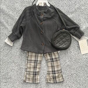 Rachel Zoe Charcoal and Cream Kids Matching Set